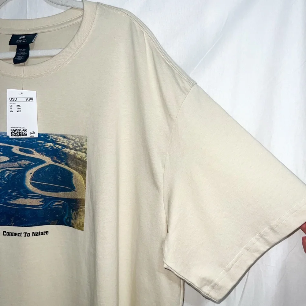 H&M Mens “Connect To Nature” Loose Fit T-Shirt, Size XXL - Picture 6 of 10